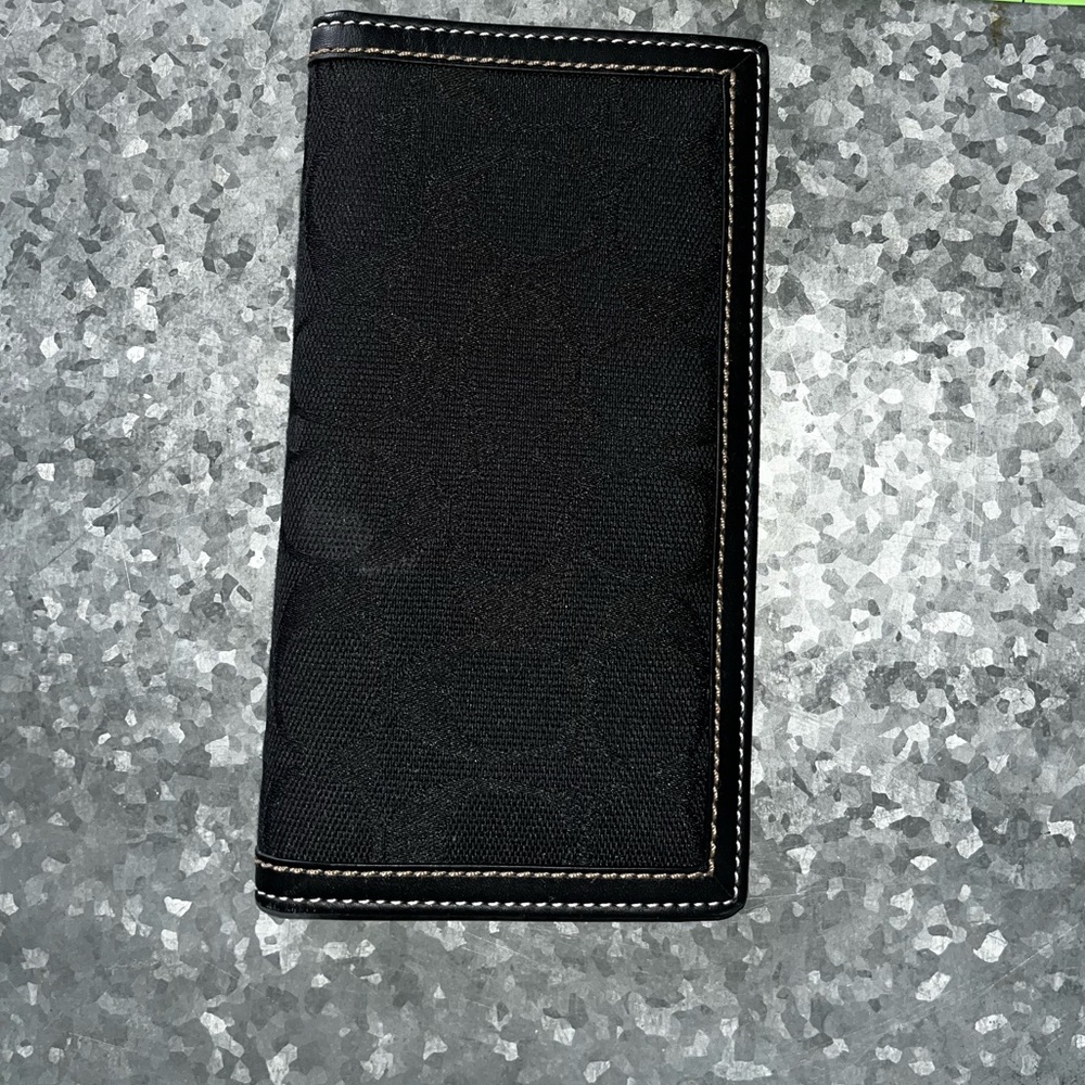 Vintage l Coach Black Monogram Logo Checkbook Holder
